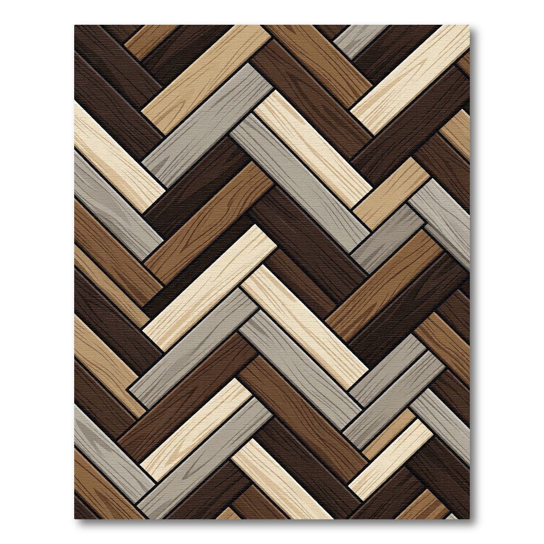 Herringbone Wood Grain Neutral Palette Rug