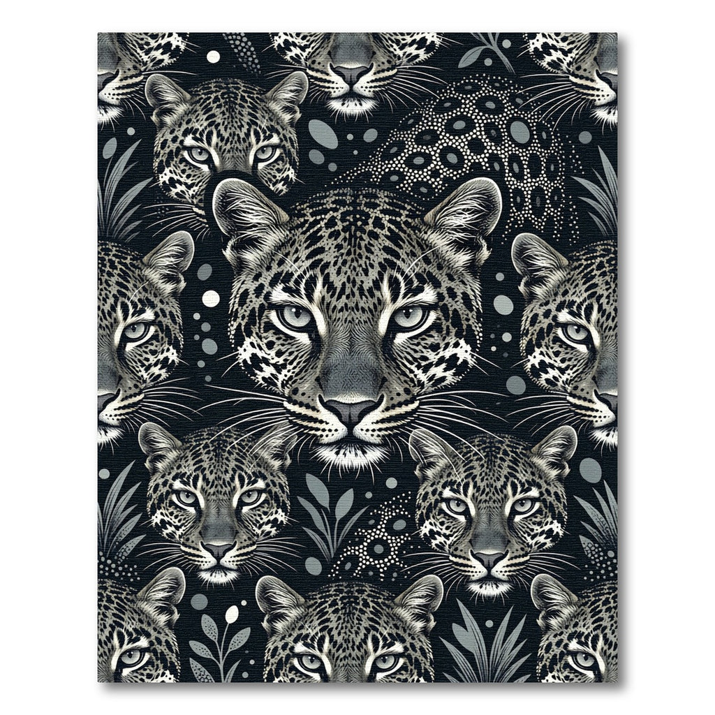 Monochrome Leopard Face Jungle Art Rug
