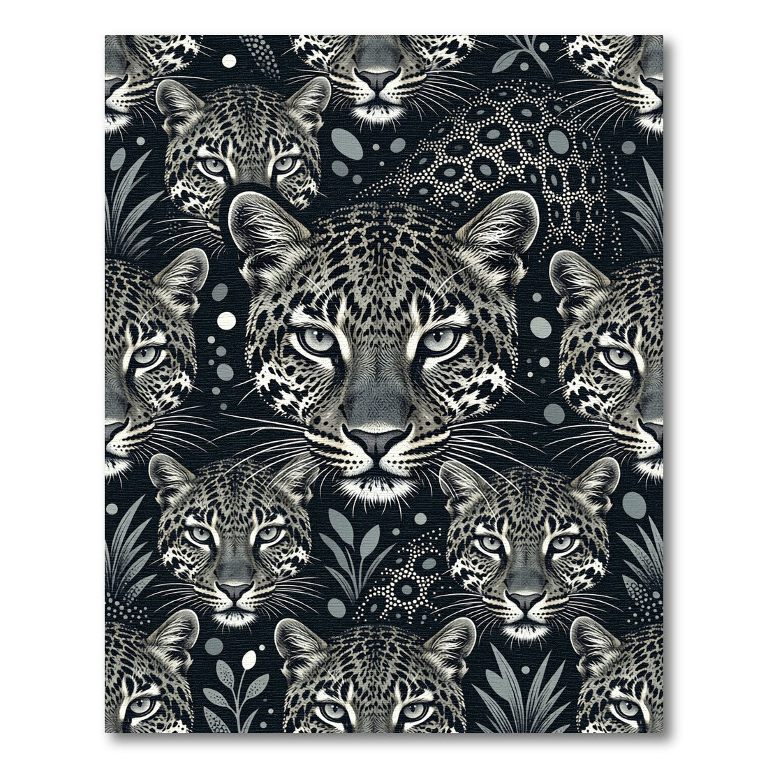 Monochrome Leopard Face Jungle Art Rug