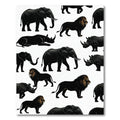 Monochrome African Wildlife Animal Silhouette Rug