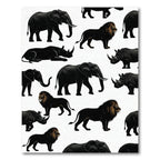 Monochrome African Wildlife Animal Silhouette Rug