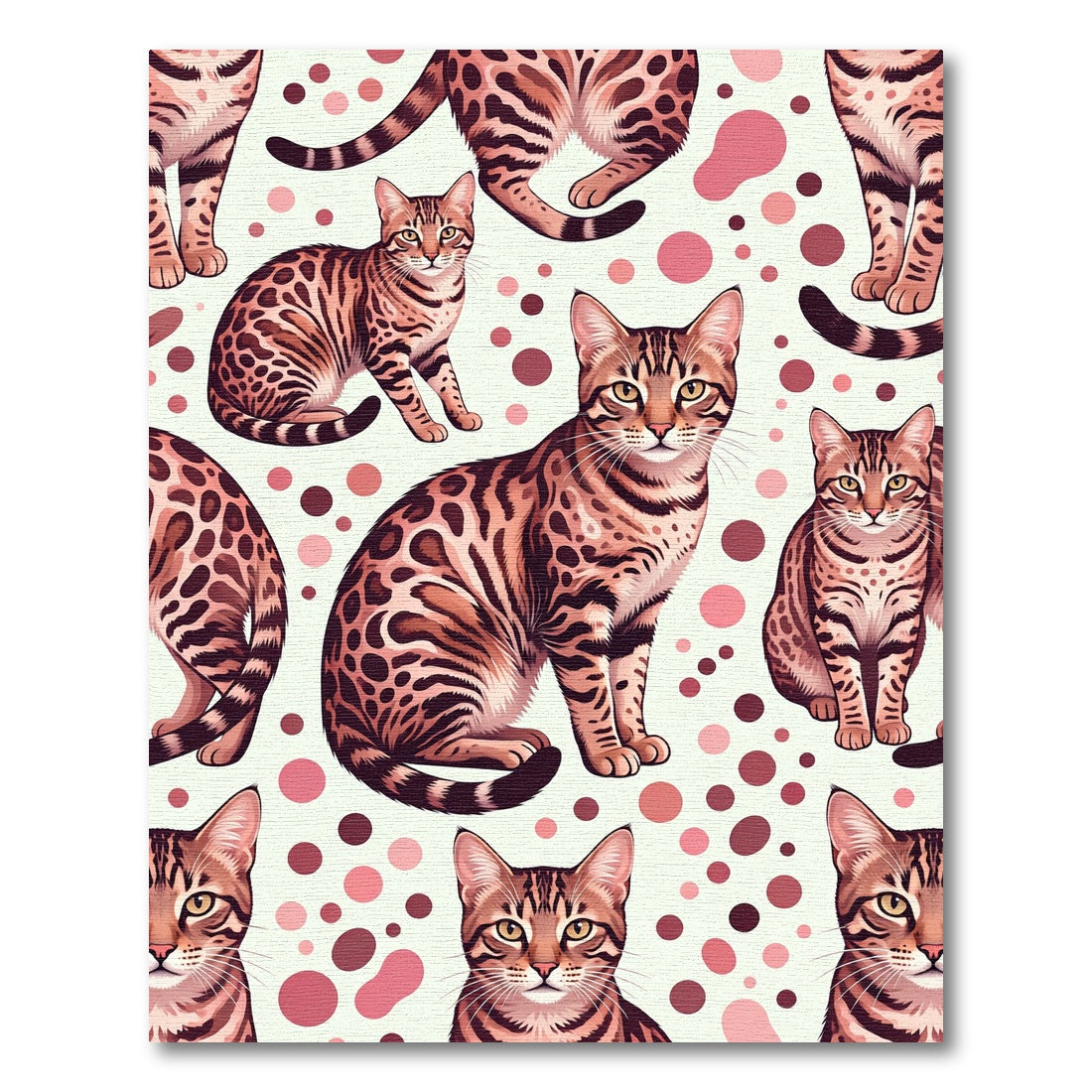 Playful Bengal Cats with Polka Dots Rug