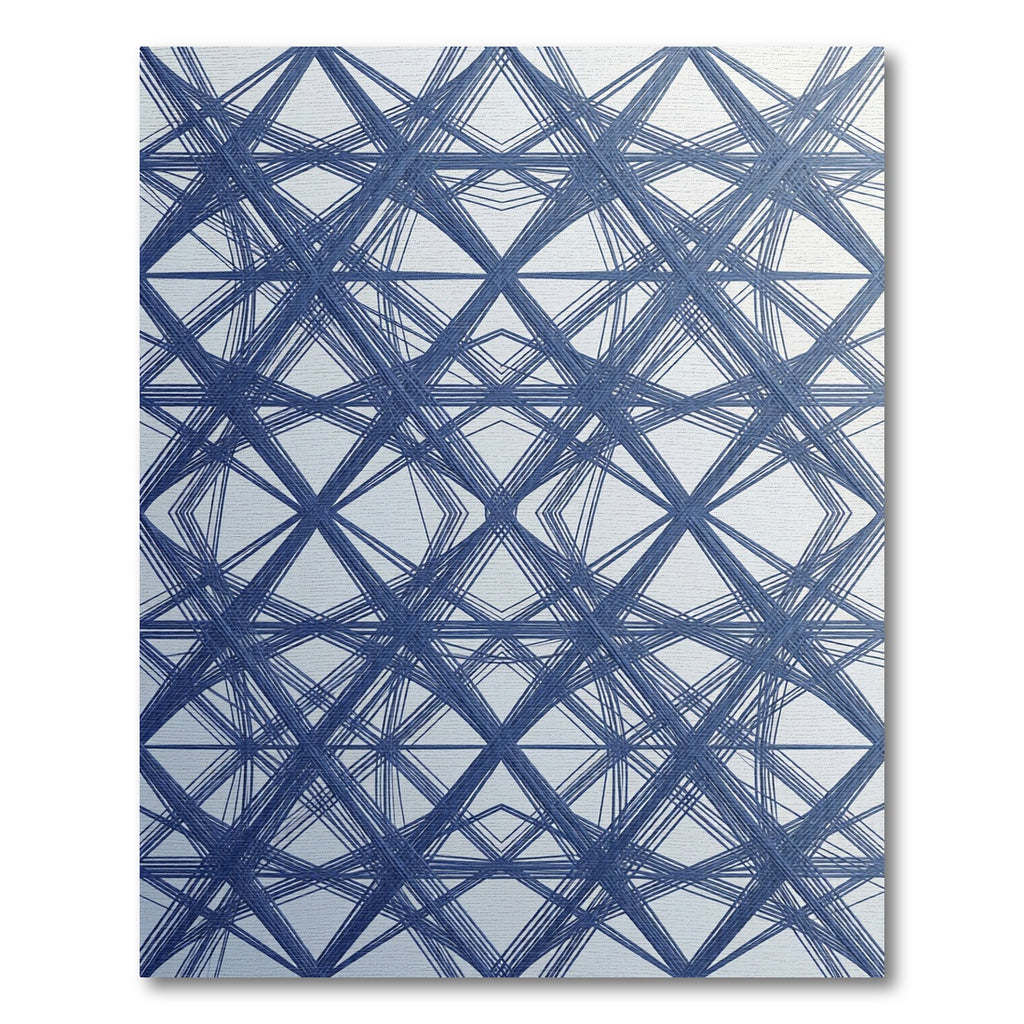 Deep Blue Intersecting Geometric Lattice Rug