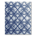 Deep Blue Intersecting Geometric Lattice Rug