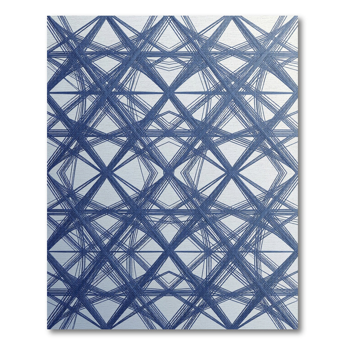 Deep Blue Intersecting Geometric Lattice Rug