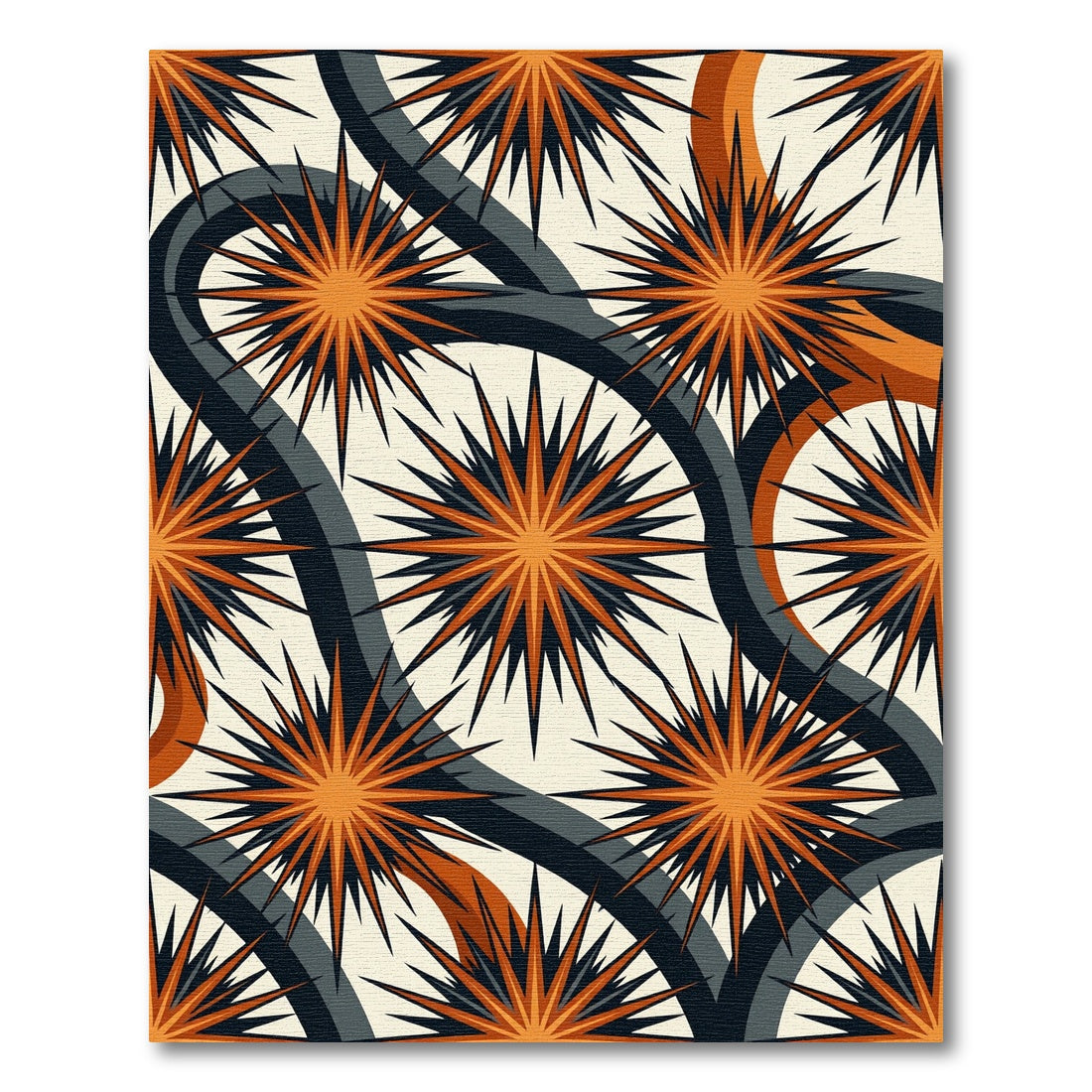 Midcentury Orange Starry Slate Swirl Rug