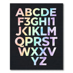 Watercolor Rainbow Alphabet Typography Wall Art Rug