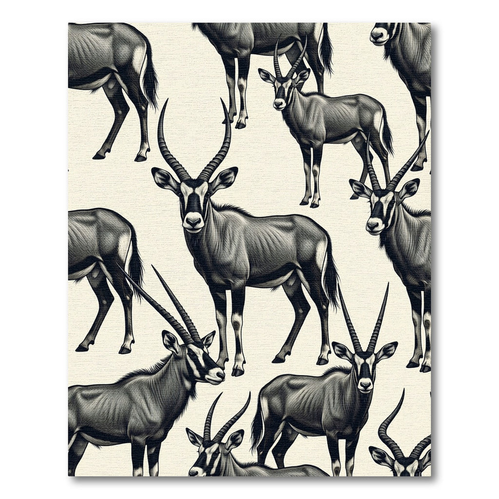 Monochrome Antelope Wildlife Animal Illustration Rug