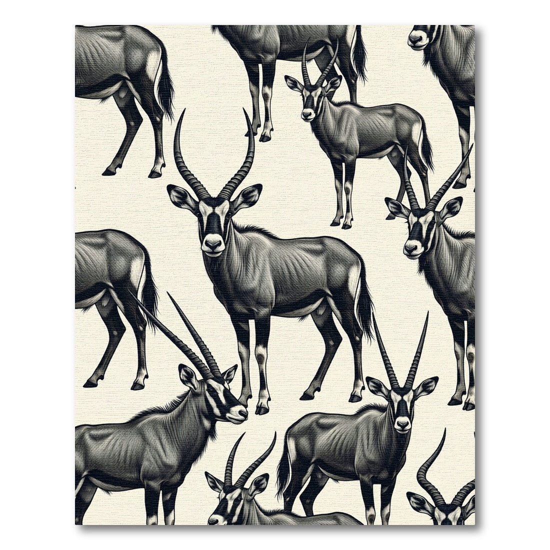 Monochrome Antelope Wildlife Animal Illustration Rug