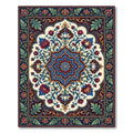Ornate Crimson Floral Medallion with Teal Vines Rug
