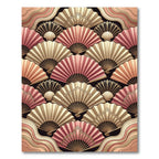 Elegant Pink Gold Fan Arrangement Rug