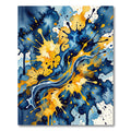 Abstract Navy and Golden Yellow Splash Rug