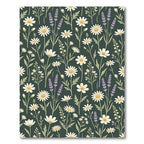 Dark Forest Botanical Daisy Lavender Bloom Rug