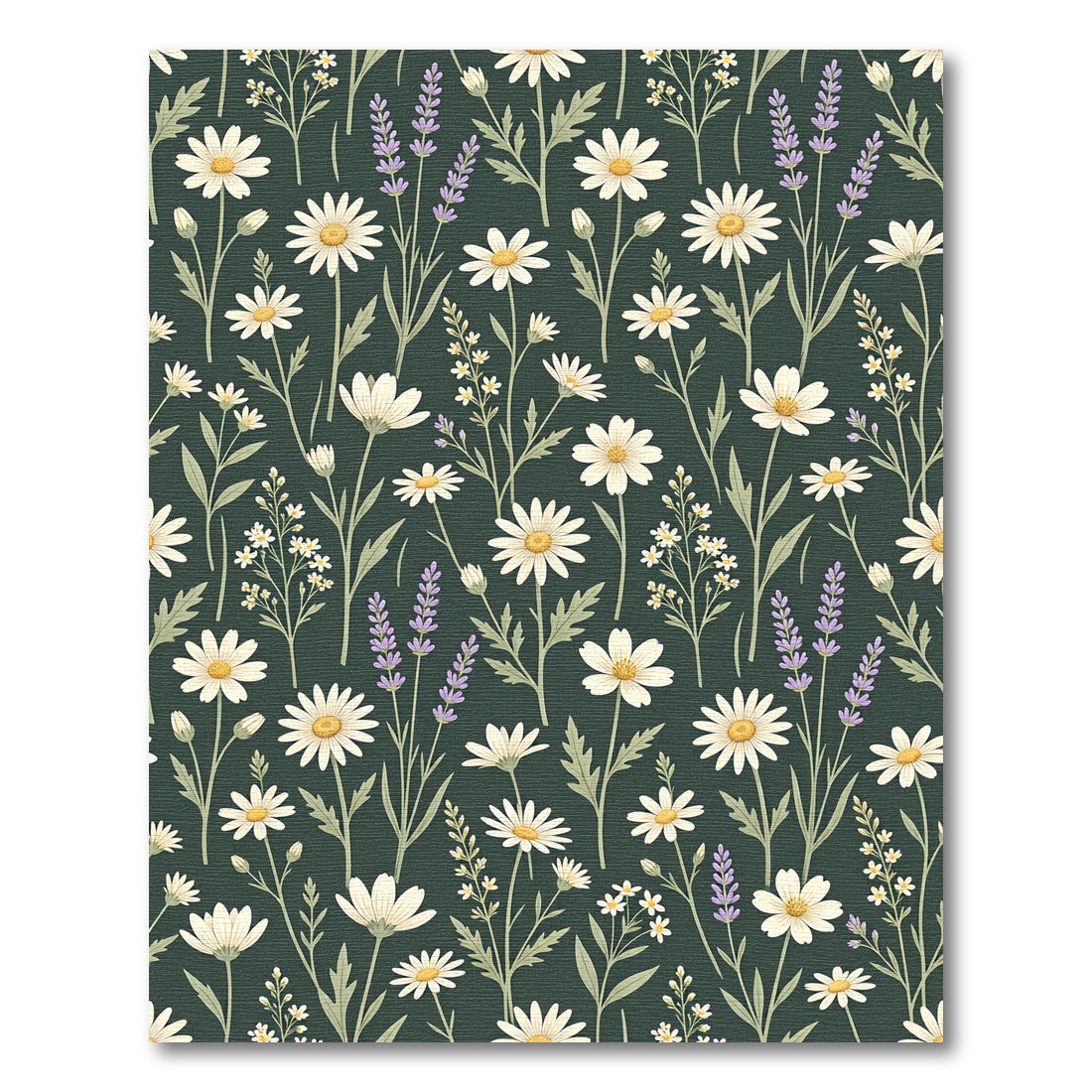Dark Forest Botanical Daisy Lavender Bloom Rug