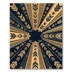 Golden Blue Tribal Sunburst Rug
