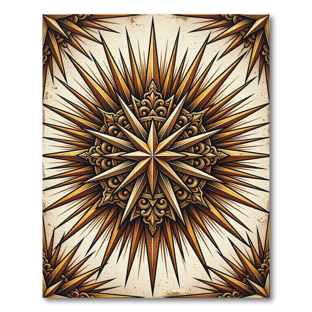 Golden Starburst Elaborate Sunburst Rug