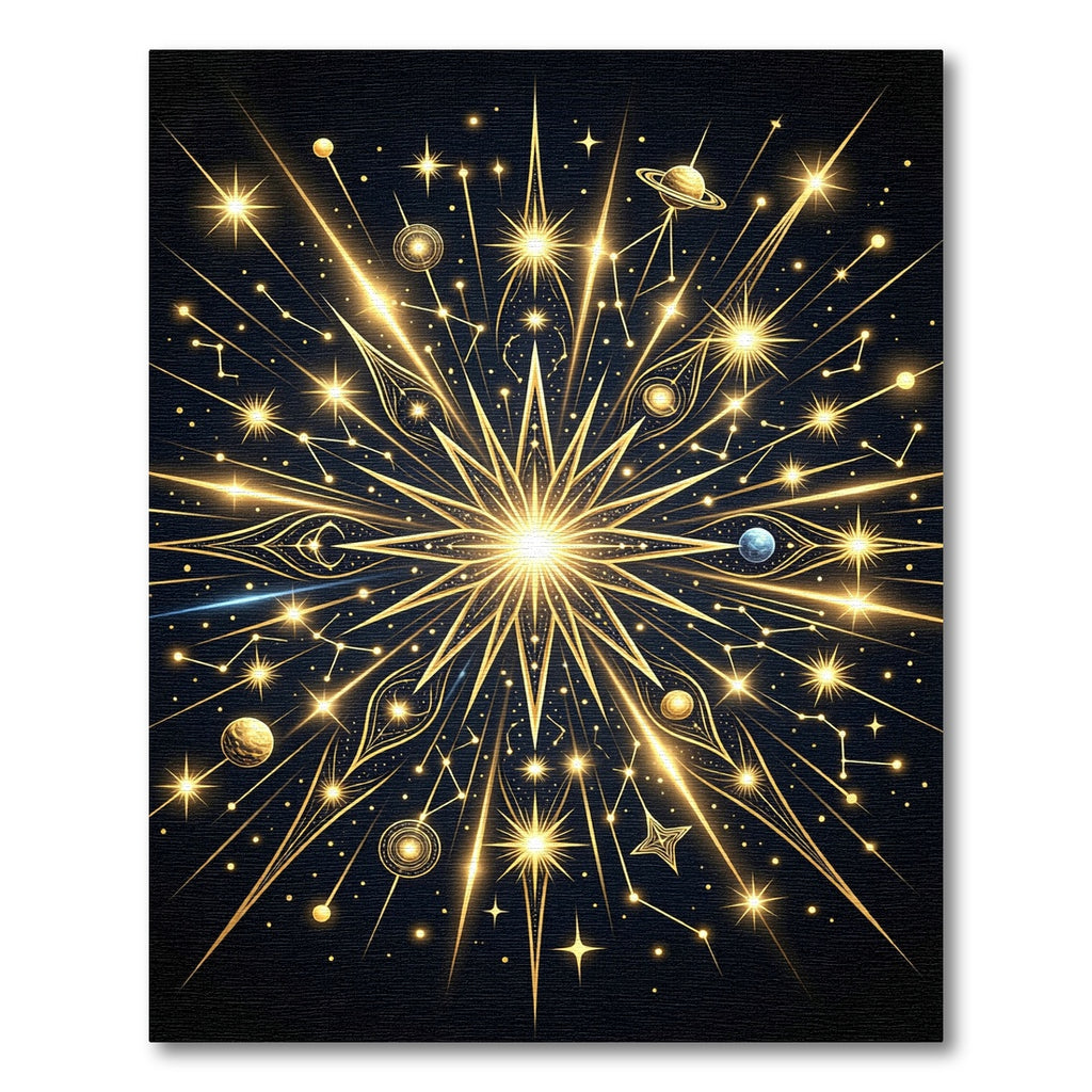Golden Celestial Starry Galaxy Mandala Rug