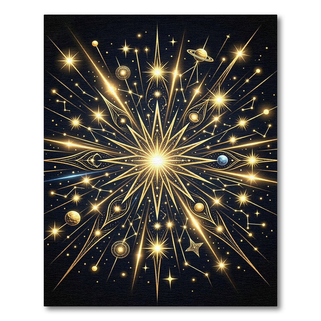 Golden Celestial Starry Galaxy Mandala Rug