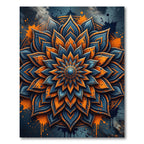 Orange Blue Floral Mandala Splash Rug
