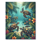 Tropical Sea Turtle Sun Moon Ocean Rug