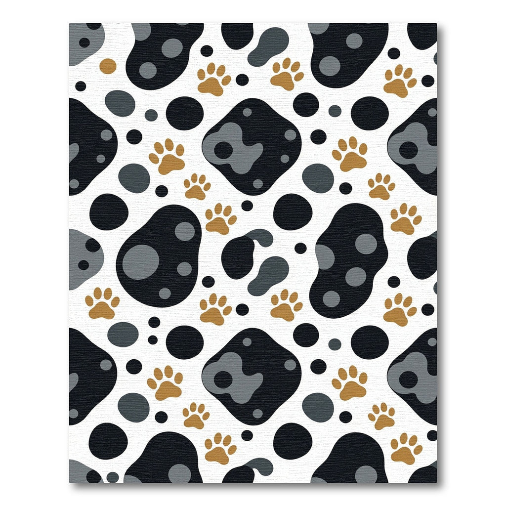 Playful Golden Paw Black Blob Art Rug