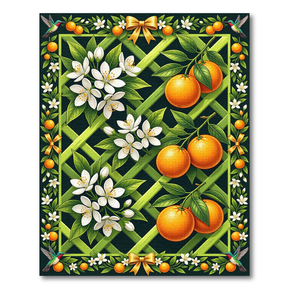 Orange Blossom Lattice Garden Accent Rug