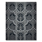 Dark Gray Floral Archway Lattice Rug