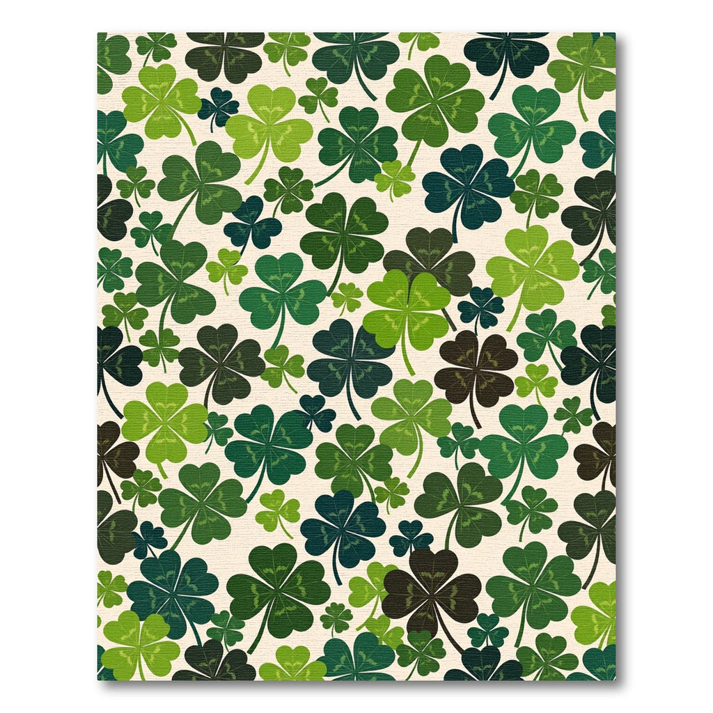 Whimsical Emerald Four Leaf Clover Field Rug