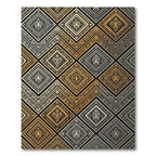 Golden Aztec Tribal Diamond Geometric Rug