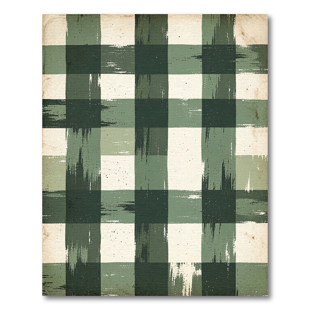Rustic Distressed Forest Green Plaid Rug