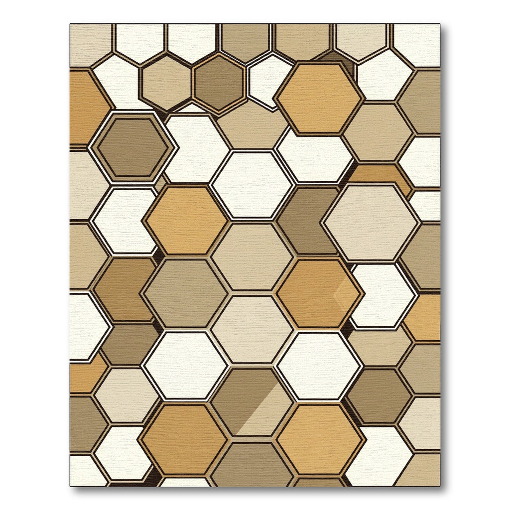 Golden Brown Hexagon Tessellation Rug