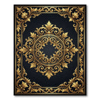 Elegant Golden Baroque Filigree Medallion Rug