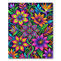 Vibrant Neon Tropical Floral Jungle Art Rug