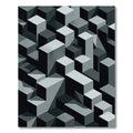 Monochrome Isometric Geometric Block Abstract Rug
