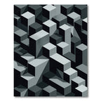 Monochrome Isometric Geometric Block Abstract Rug
