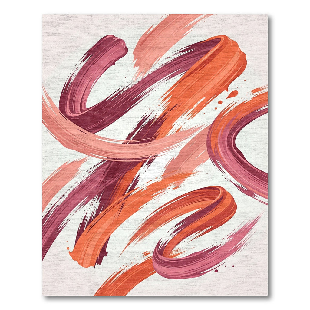 Abstract Coral And Burgundy Swirl Rug