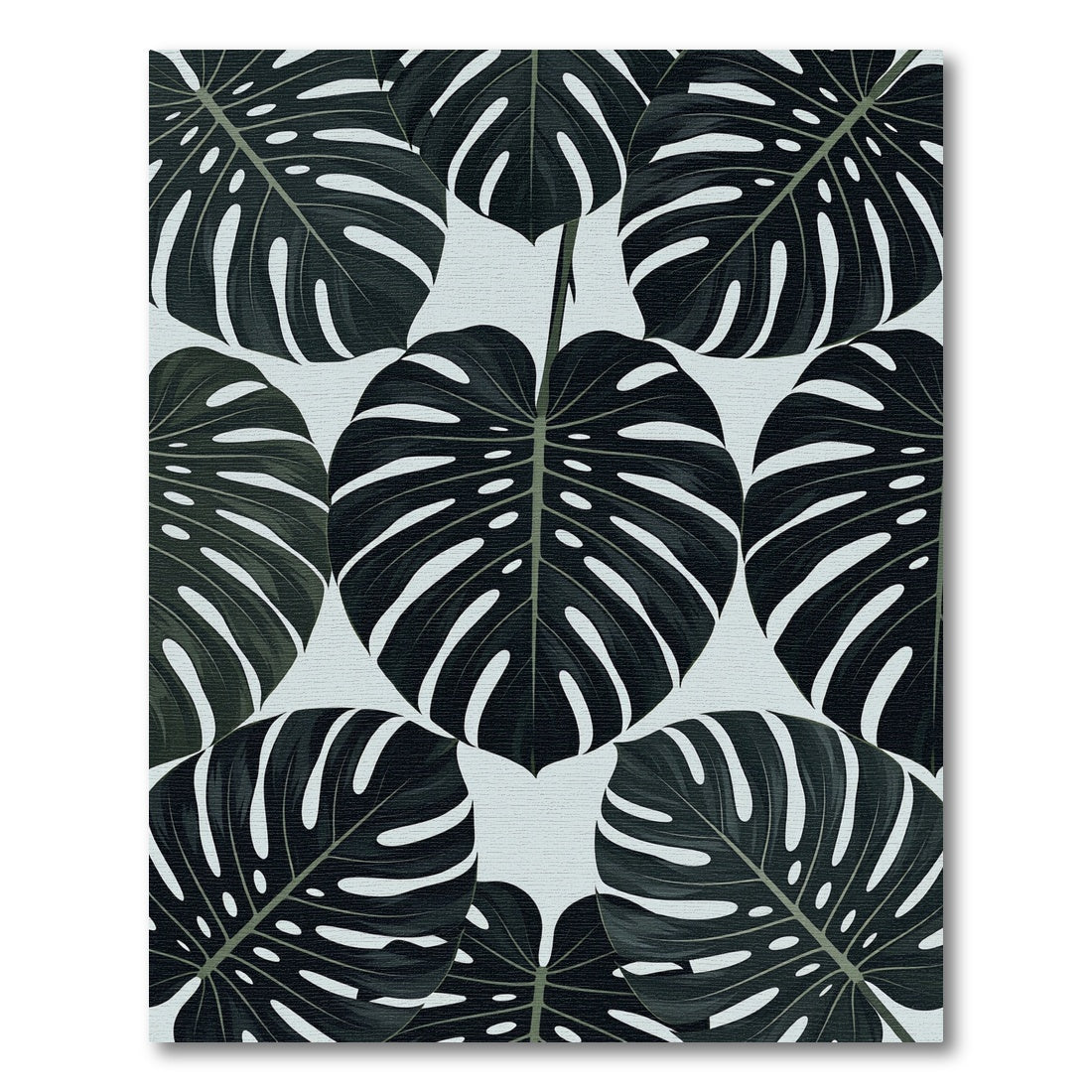 Dark Green Monstera Leaf Arrangement Rug