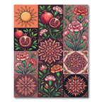Collage Sun Pomegranate Flower Medallions Rug
