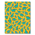 Turquoise Dinosaur Leafy Yellow Pattern Rug