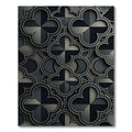 Elegant Matte Black Quatrefoil Geometric Rug