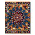 Ornate Deep Blue Floral Medallion Rug