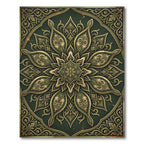 Emerald Ornate Floral Mandala Scroll Rug