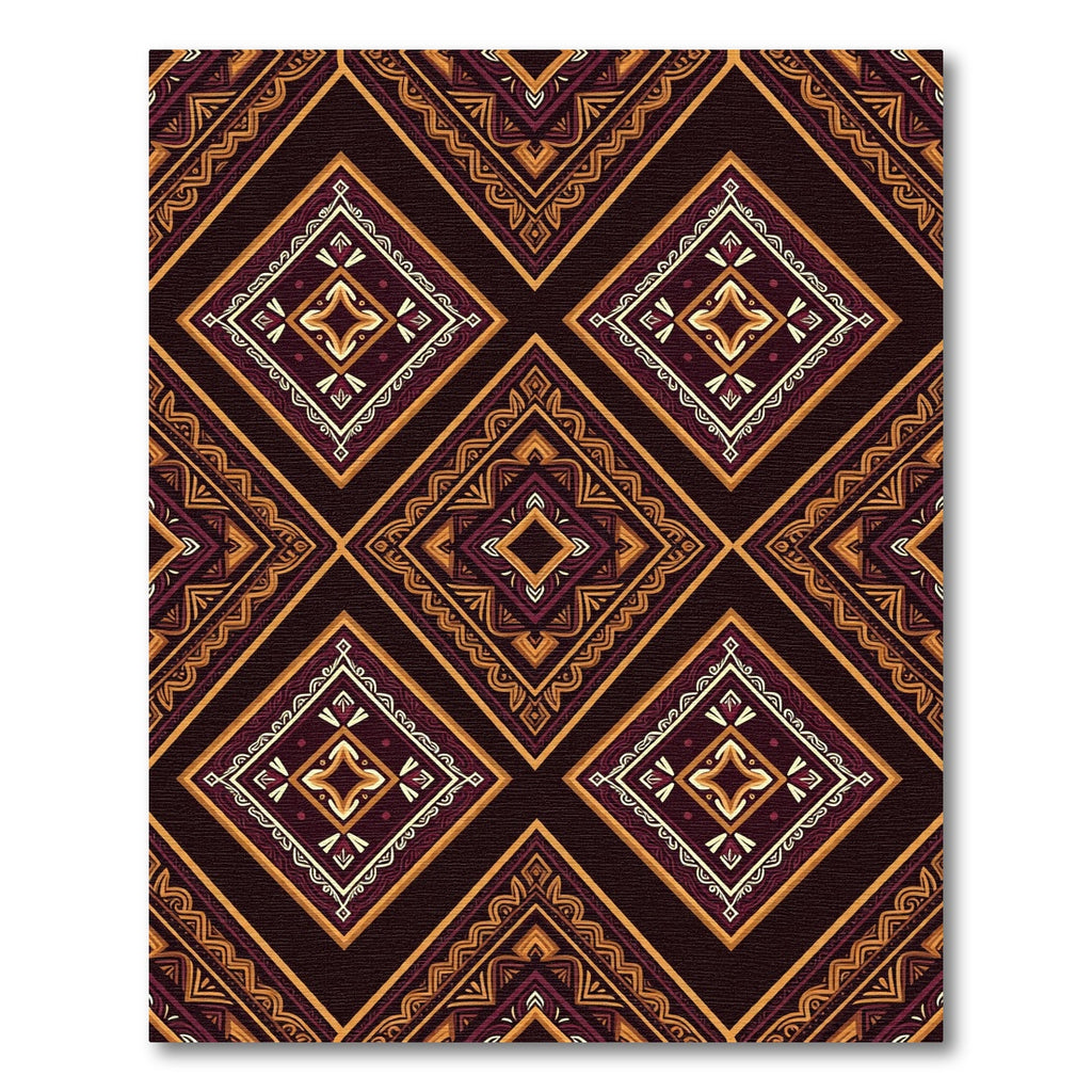 Earthy Burgundy Geometric Diamond Mosaic Rug