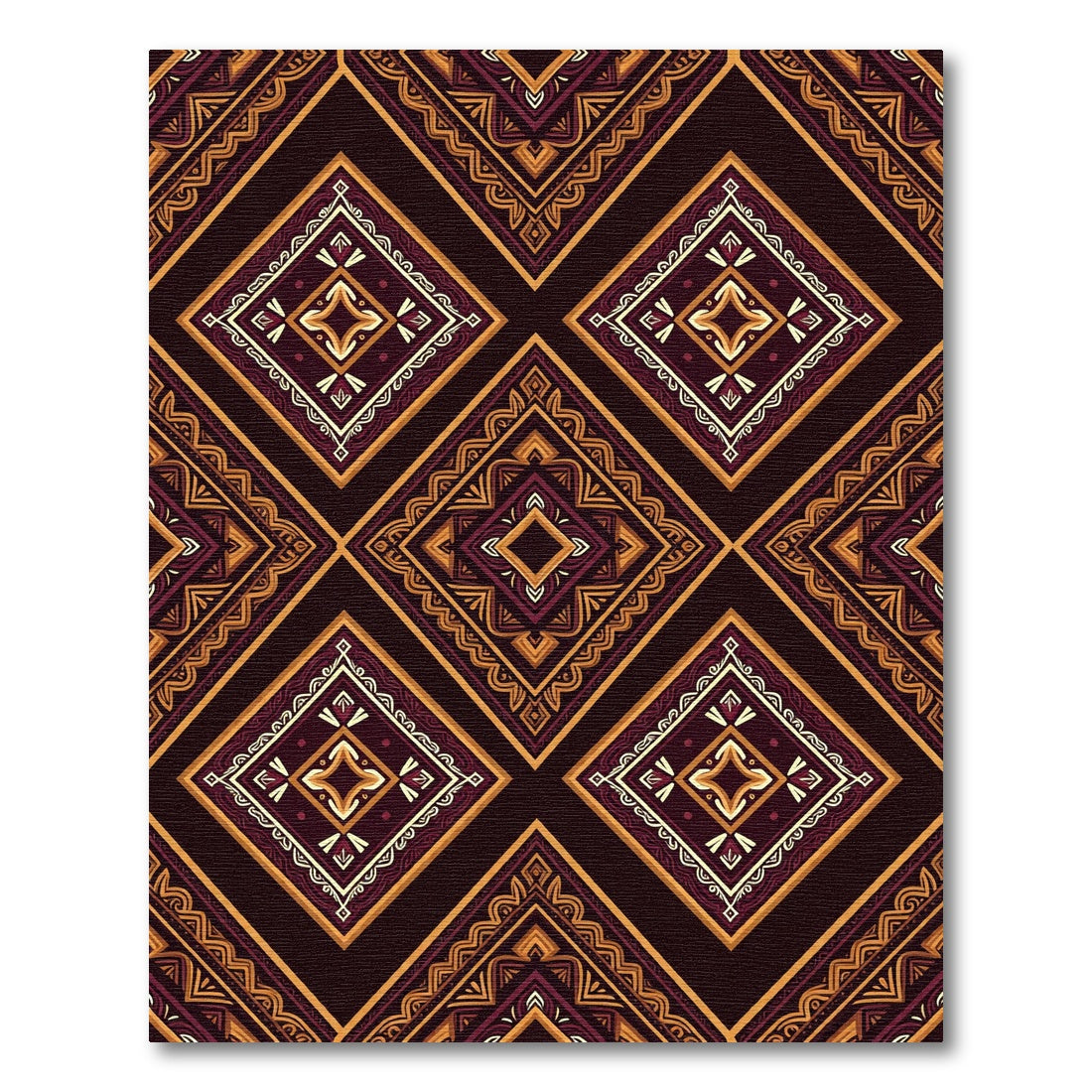 Earthy Burgundy Geometric Diamond Mosaic Rug
