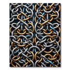 Interwoven Metallic Gold and Silver Links Rug