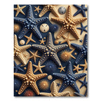 Coastal Navy and Golden Starfish Arrangement Rug