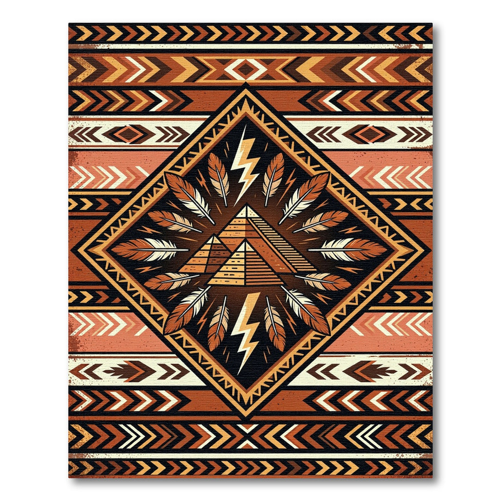 Earthly Geometric Pyramid Lightning Feather Rug