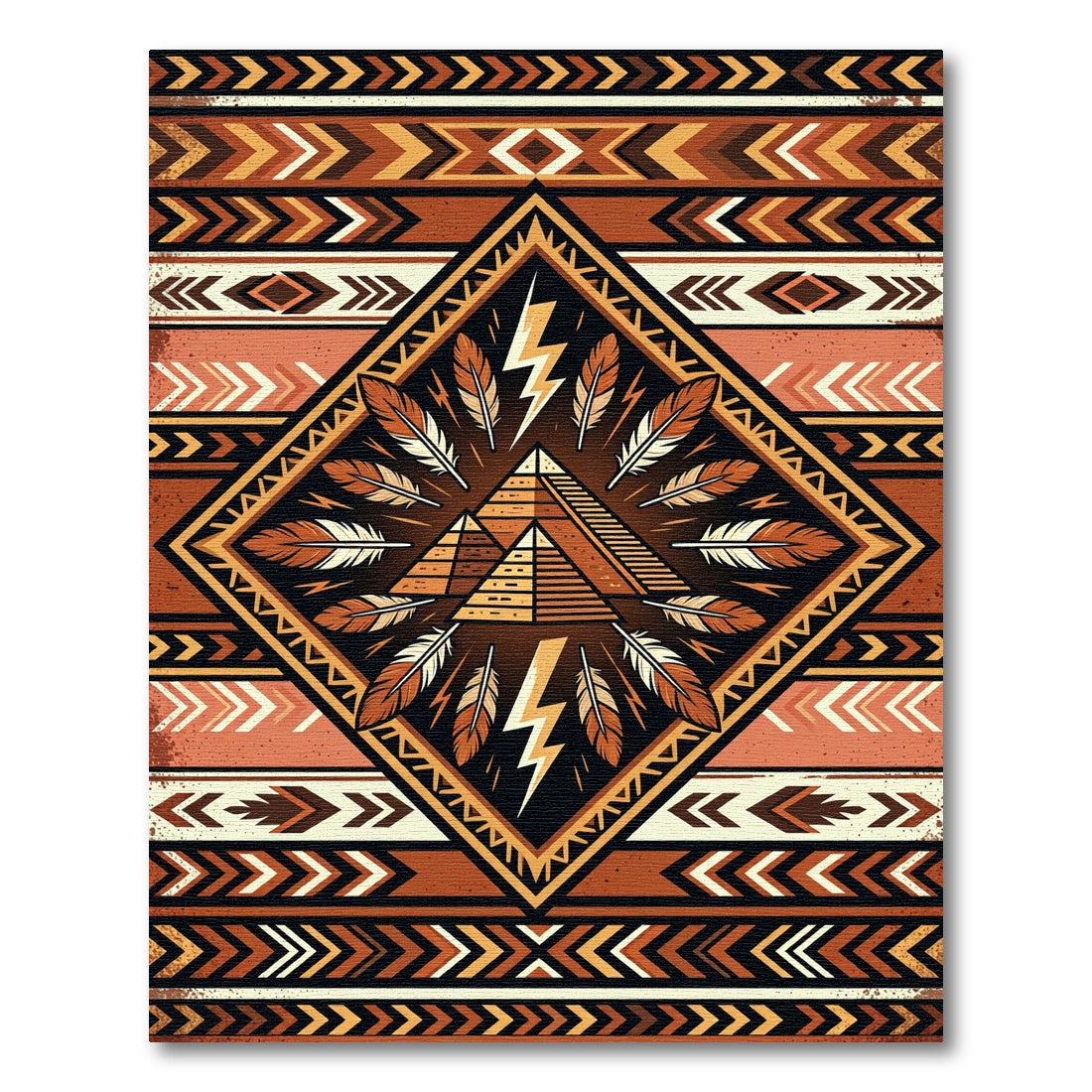 Earthly Geometric Pyramid Lightning Feather Rug