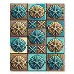 Teal and Golden Sand Dollar Tile Rug