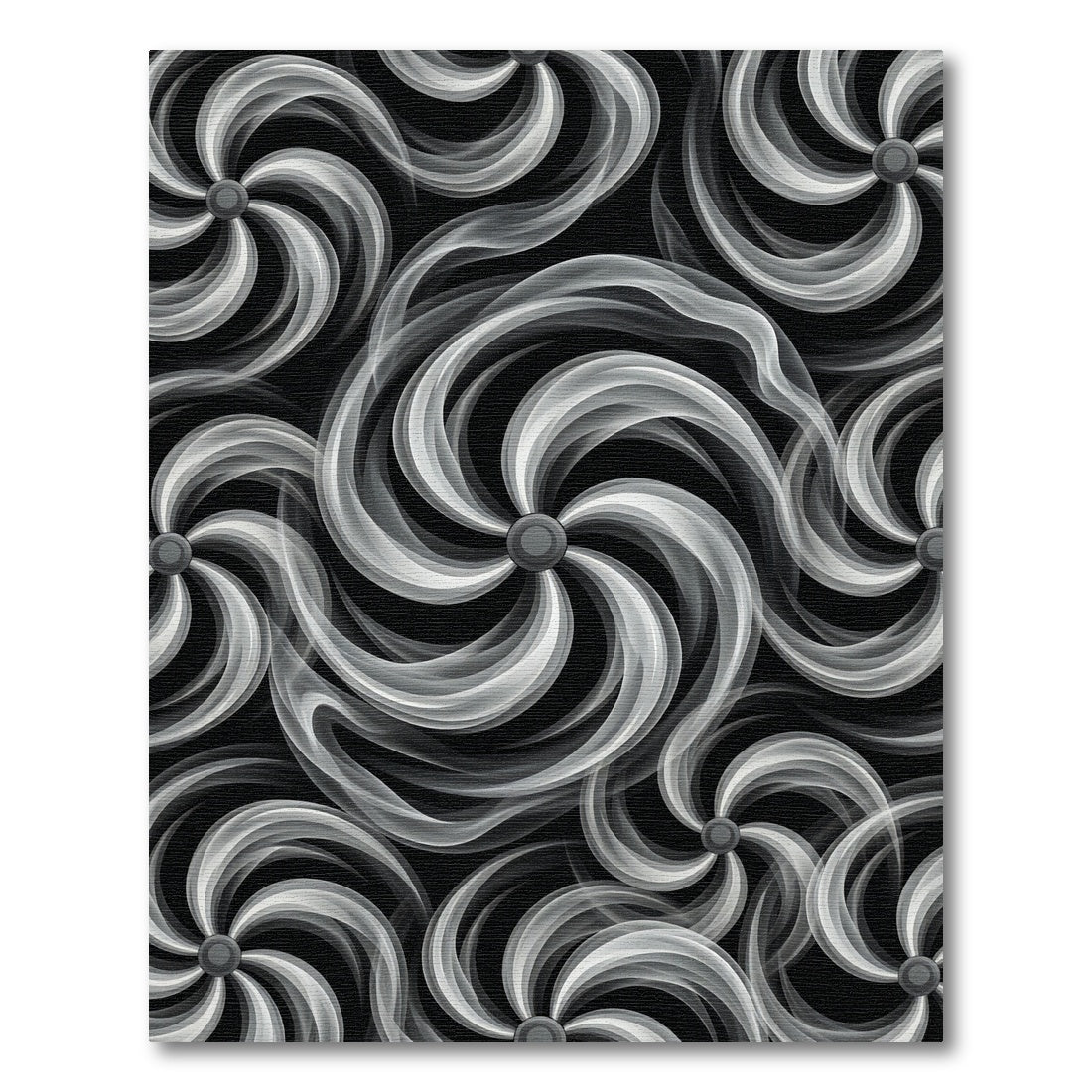 Monochrome Swirling Smoke Cloud Rug